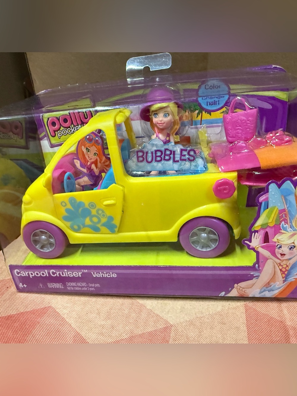 Polly Pocket Color Changing Hair Dolls Lot NIB Polly Lea & The Carpool Cruiser